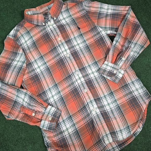 Ralph Lauren | Youth Boys Classic Fit 100% Cotton Plaid Button Down Shirt - Picture 4 of 16